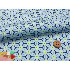 ちりめん生地・麻の葉の万華鏡(青) 10cm単位 切り売り