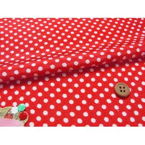 ちりめん生地・みずたま(赤) 10cm単位 切り売り