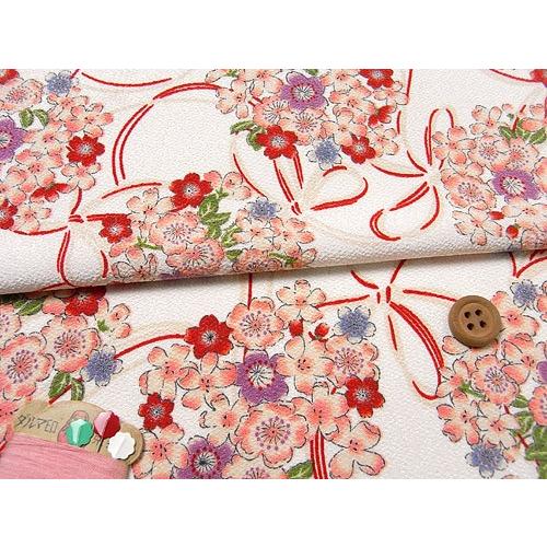 ポリちりめん・桜結び(白) 10cm単位 切り売り