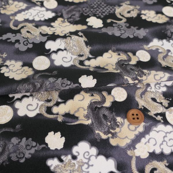 ポリちりめん・飛龍(黒) 10cm単位 切り売り