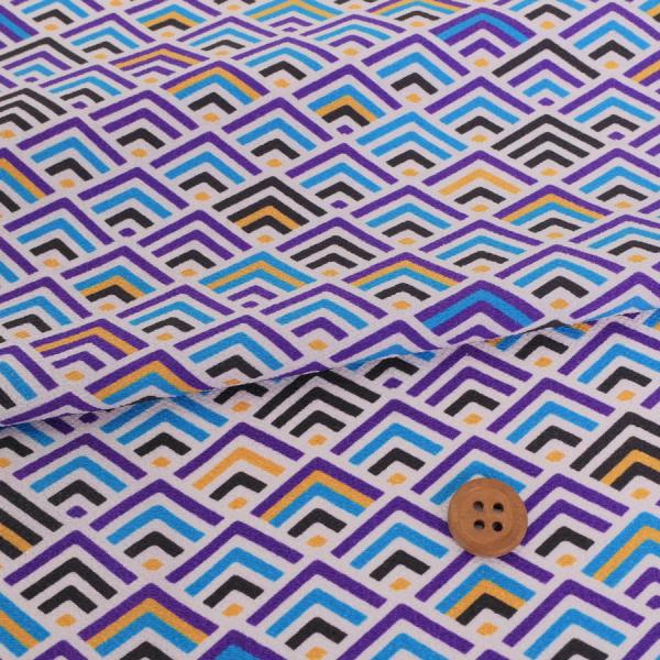 ポリちりめん生地 ジオメトリック青海波(白夜) 10cm単位 切り売り