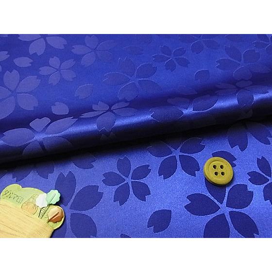 ポリエステルりんず・リバーシブル桜柄(花紺) 10cm単位 切り売り