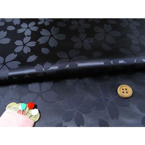 ポリエステルりんず・リバーシブル桜柄(黒) 10cm単位 切り売り