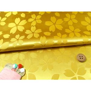 ポリエステルりんず・リバーシブル桜柄(黄色) 10cm単位 切り売り