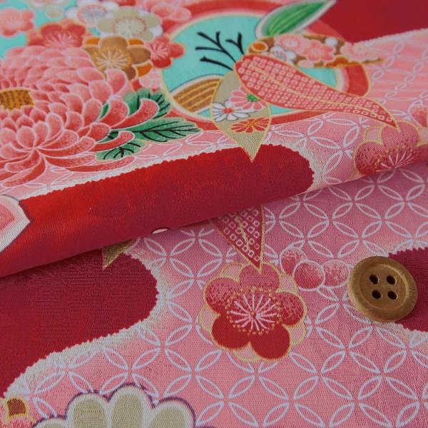 レーヨンりんず 七宝菊水(赤) 10cm単位 切り売り