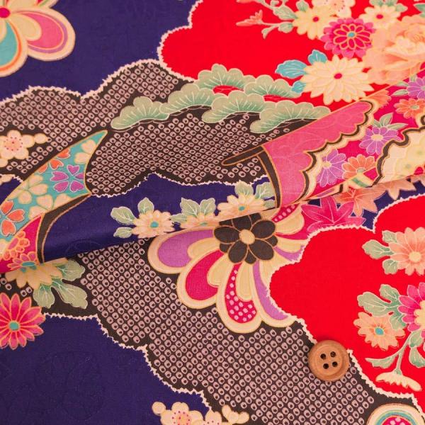 レーヨンりんず 雲柄にえもん掛け(青紫/赤) 10cm単位 切り売り