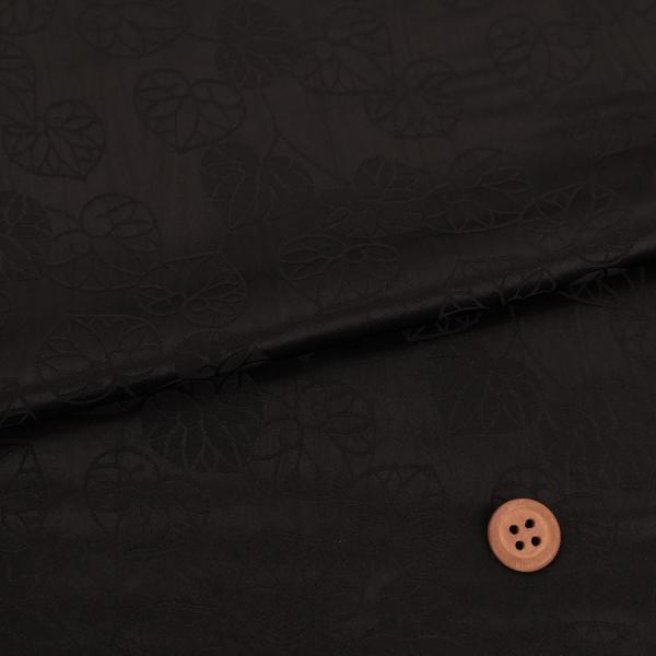 無地りんず60cm幅(葵柄・黒) 10cm単位 切り売り