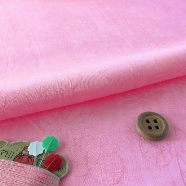 無地りんず60cm幅(葵柄・桃色) 10cm単位 切り売り