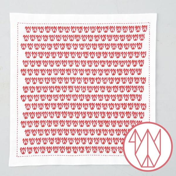 刺し子キット 一目刺しの花ふきん 鶴 tsuru