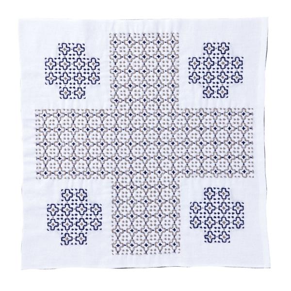 刺し子キット 花ふきん Textile Lab・Pray 祈り (白)