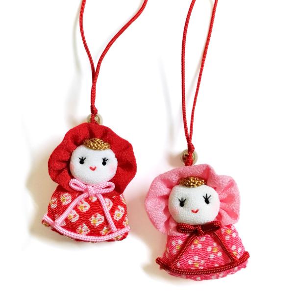 ちりめん手芸キット なかよしドールのチャーム・2個セット