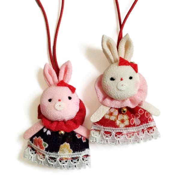 ちりめん手芸キット おめかしうさぎのチャーム・2個セット