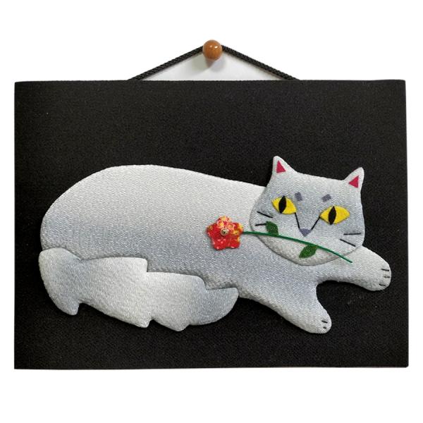 手芸キット 愛しの猫たち 押絵の壁掛け・花一輪モフ猫
