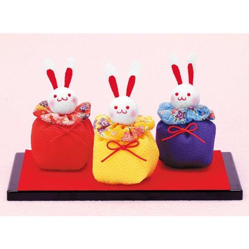 京ちりめんキット・ウサギのお手玉（赤青黄）