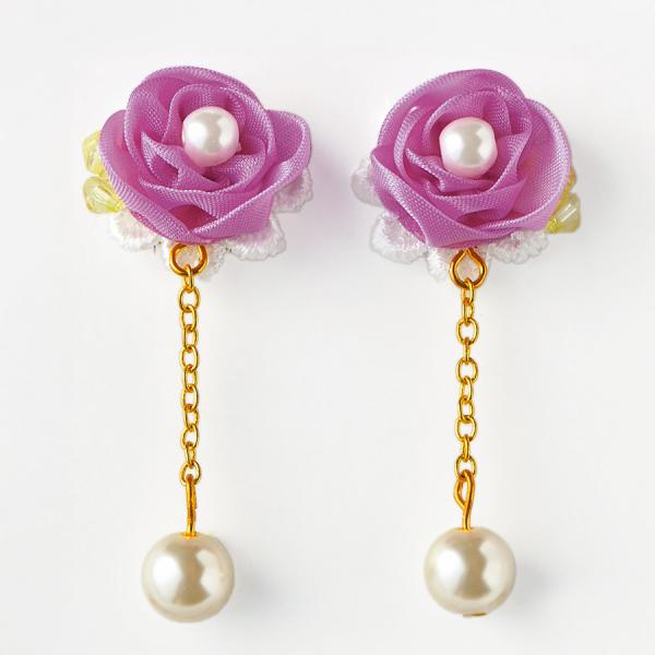 つまみ細工イヤリングキット ローズ・キュプラで作るアンティーク調