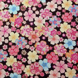 和柄 和調 金粉桜吹雪 紫 4色 1m単位 生地 布 さくら さくら柄