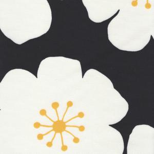 FUWARI 染布 オックス Big Flower ブラック地 5色 1m単位 生地 布 布地 花 花柄 大柄 花柄生地 北欧 北欧柄 北欧風 コットン