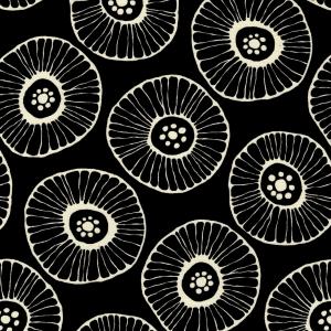 FUWARI 染布 オックス Like Flowers ブラック地 6色 1m単位 生地 布 布地 花 花柄 フラワー 北欧 北欧風 北欧柄 モノトーン コットン
