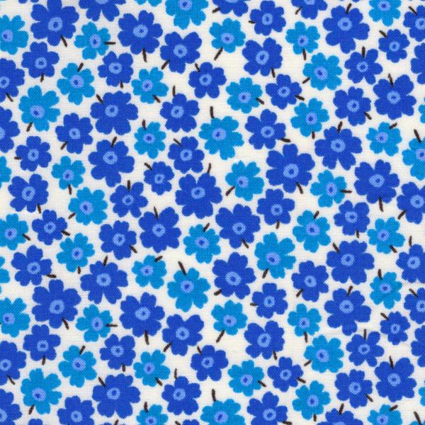 スケアー ビビッドフラワー 小花 ブルー系 3色 1m単位 生地 布 花 花柄