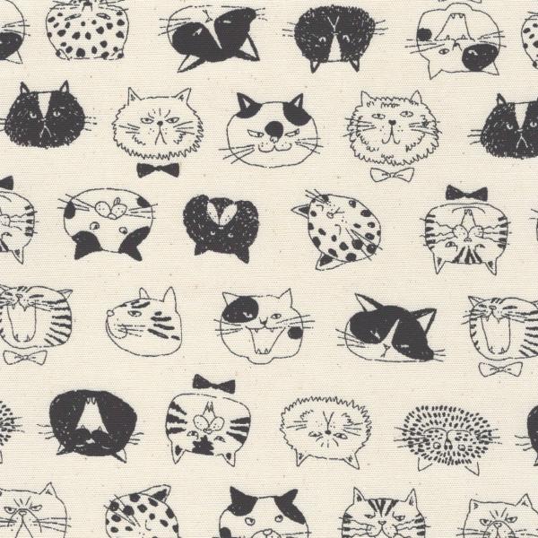 オックス キャット フェイス 生成地 3色 1m単位 生地 布 布地 ねこ柄 猫 猫柄 猫柄生地 レ...