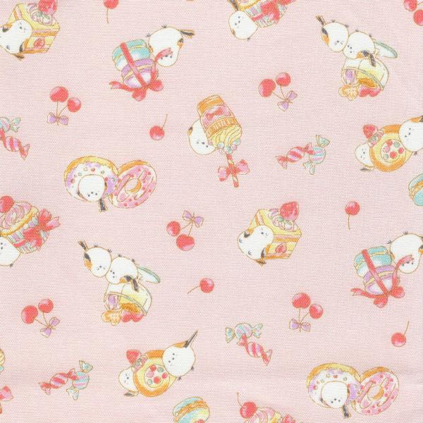 オックス スイーツ シマエナガ ピンク系地 2色 1m単位 生地 布 布地 シマエナガ柄 シマエナガ柄布地 鳥 鳥柄 とりがら チェリー柄 スイーツ柄 フルーツ