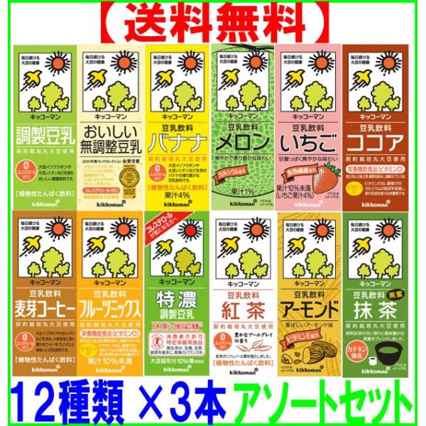 キッコーマン 豆乳 各種詰合せ 200m 　36本　アソートセット