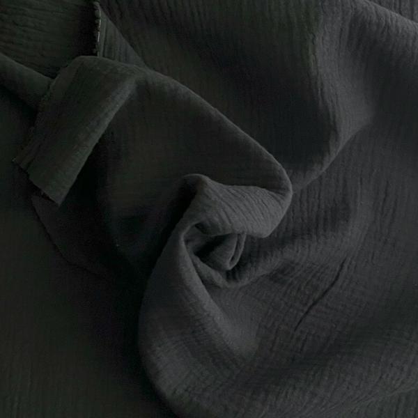 【10センチ単位】ぽこぽこダブルガーゼ【10】ブラック 生地幅130cm 無地 生地 Wガーゼコット...