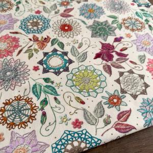 【10センチ単位】生地 布「レースフラワーにきゅんとして」 RiCONIC Design 【1】アイボリー シーチング コットン100％ 商用利用可 花柄 レースフラワー10cm