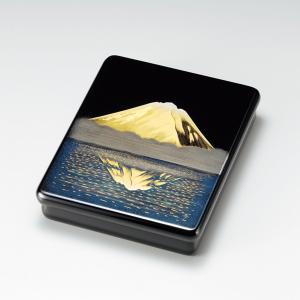 文箱 書類入れ 書類箱 文庫 A4 板蓋 黒塗り 花静か 11.0 会津漆器 会津