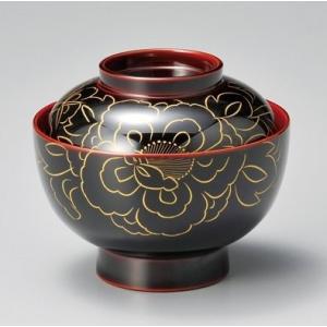 懐石道具 会席道具 四つ椀 坪椀 煮物椀 朱塗 黒網目 5客セット 木製 朱