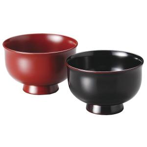 伝統工芸品 ペア椀 和食器 夫婦椀 木製 会津漆器 溜 吟朱 3.7 漆塗り