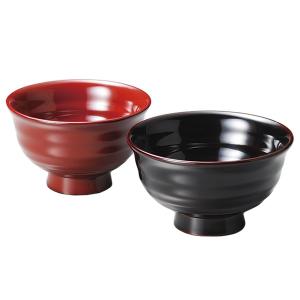ペア椀 和食器 夫婦椀 木製 会津漆器 3.8 南天 布袋型 黒 朱 漆塗り