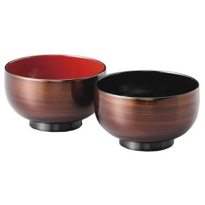 伝統工芸品 ペア椀 和食器 夫婦椀 木製 会津漆器 溜 吟朱 3.7 漆塗り