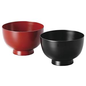 ペア椀 和食器 夫婦椀 木製 会津漆器 3.8 南天 布袋型 黒 朱 漆塗り