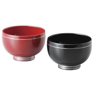ペア椀 和食器 夫婦椀 木製 会津漆器 3.8 南天 布袋型 黒 朱 漆塗り