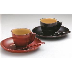 和食器 コーヒーカップ 夫婦 越前塗り ペア 木合 チューリップ