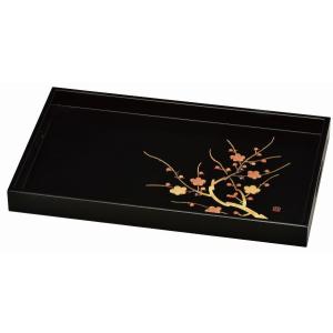 木製 角盆 お膳 お盆 越前漆器 越前塗り 尺2寸 漆塗り 黒塗り 雪才
