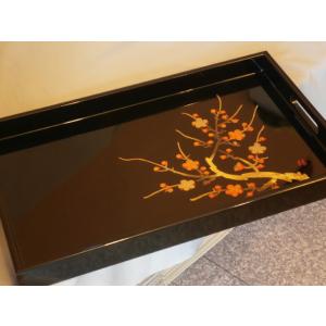 長手盆 盆 運び盆 トレイ 会津漆器 15.0...の詳細画像1