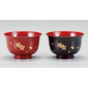 夫婦椀 和食器 ペア椀 お椀 木合 越前漆器 さくら 溜内朱 総朱 漆塗り 桜 蒔絵 越前塗り 汁椀...