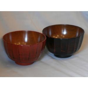 伝統工芸品 ペア椀 和食器 夫婦椀 木製 会津漆器 溜 吟朱 3.7 漆塗り