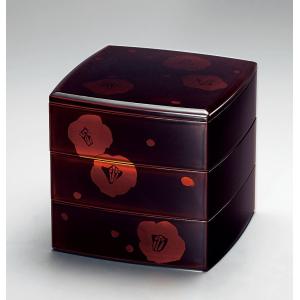 お重 和食器 重箱 三段重箱 越前漆器 越前塗り ３段重 おしゃれ 6寸 雪