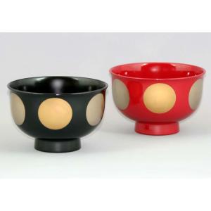 伝統工芸品 ペア椀 和食器 夫婦椀 木製 会津漆器 溜 吟朱 3.7 漆塗り