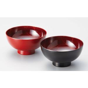 伝統工芸品 ペア椀 和食器 夫婦椀 木製 会津漆器 溜 吟朱 3.7 漆塗り