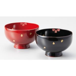 伝統工芸品 ペア椀 和食器 夫婦椀 木製 会津漆器 溜 吟朱 3.7 漆塗り