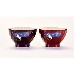 伝統工芸品 ペア椀 和食器 夫婦椀 木製 会津漆器 溜 吟朱 3.7 漆塗り