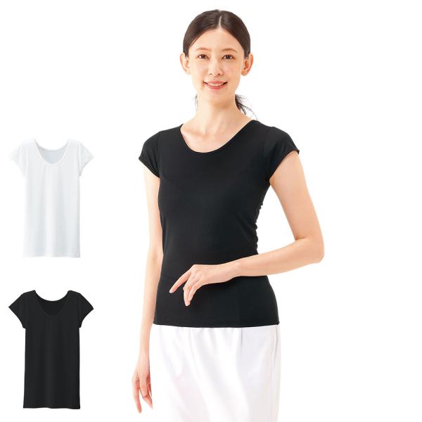 看護 介護 病院 保育士 女性 レディース 吸汗速乾 黒 白 汗っかきさんのための 汗染み防止スクラ...