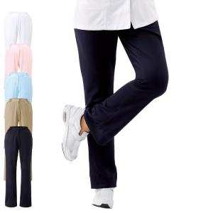 白衣 女性 レディース ナースウェア ストレッチ 吸汗速乾 白 ループ付 ももはりさん対応ストレートパンツ