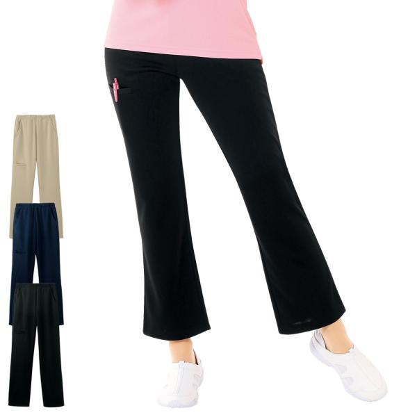 看護 介護 病院 保育士 ケア ヘルパー ユニフォーム スマホポケット付きすっきり美脚パンツ