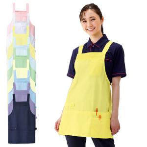 白衣 女性 ナースウェア ショート丈6ポケットエプロン(M−L)