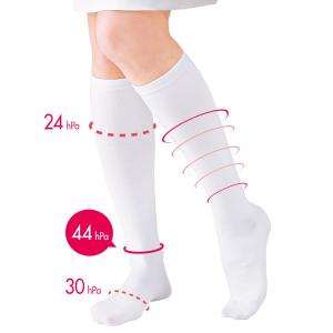 ボンボラン 段階圧縮ハイソックス 2足組 白 ホワイト Bonvolant 着圧